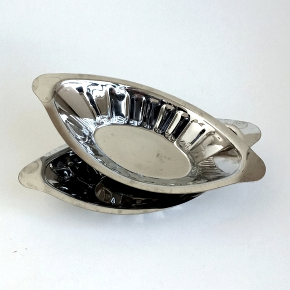 Oval Art Nouveau Metal Stainless Steel Blossom Relish Serving Bowls Set of 2 - Picture 6 of 10